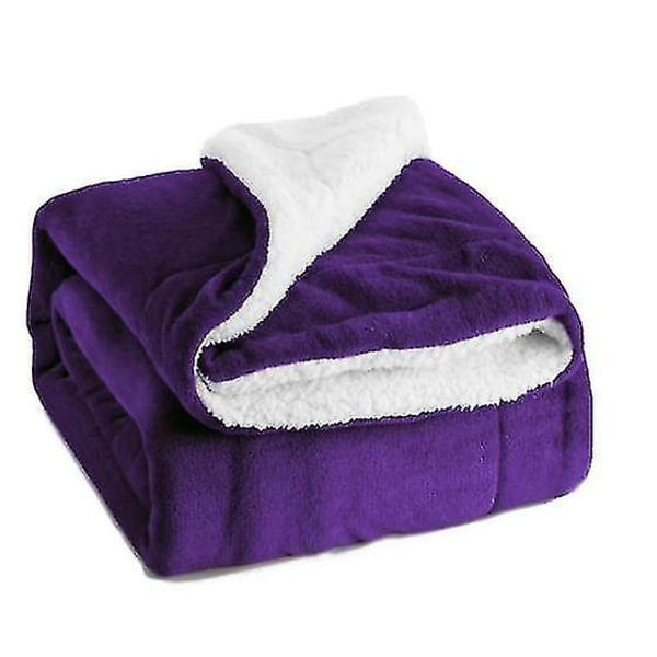 Lammeuld Tæppe Dobbeltsidet Fløjls Sengetæppe Mikrofiber Fluffy Tæppe Til Seng Eller Sofa