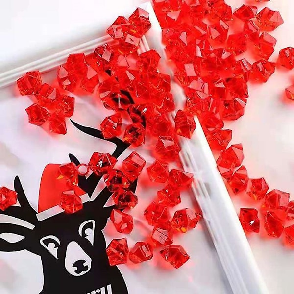 250 stycken falska isbitar diamanter akrylstenar kristaller plastbitar ädelstenar vasfyllnadsstenar för dekoration（röd）