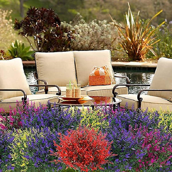 8 stk kunstige lavendelblomster, plast falske UV-bestandige dekorative kunstige blomster