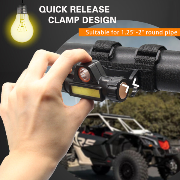 Multifunktionel stærk LED-lygte, vandtæt, USB-genopladelig, egnet til Polaris UTV ATV rullebøjle, universallampe