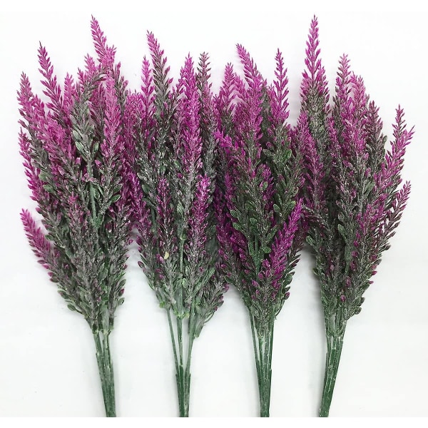 Artificial Lavender, Plastic Plant Bouquet Family Bride Wedding  Garden Balcony Decoration  4pcspink（rose red）