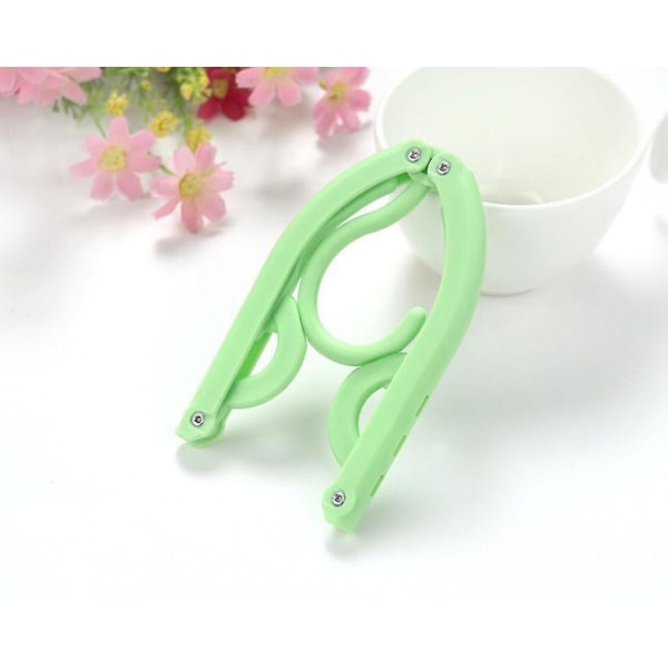 10pcs Travel Hanger Portable Travel Folding Plastic Clothes Coat Hangers For Travel Outdoor Camping Light green