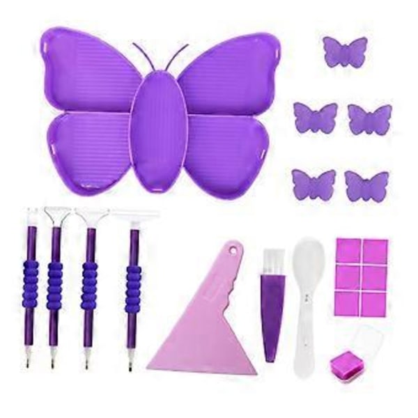 5D DIY Diamantmålning Bricka, Borrbricka Verktygsset Tratt Rad Borrbricka Behållare Multifunktionell Flip Borrplatta Strass Sorteringsbricka (Lila) Purple