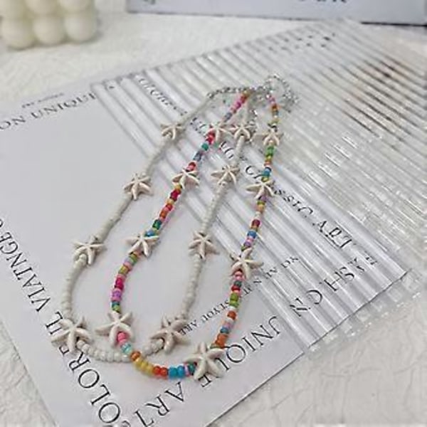Boheemi Helmillinen Ketju Meritähti Riipus Kauluskaulakoru Naisille Statement Korut Loma Korut Asusteet Mixed Beads
