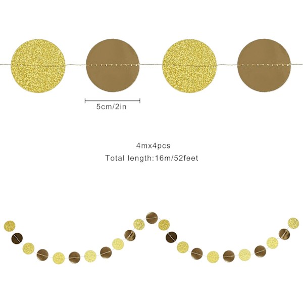 Glitter Paper Garland Pieni Pyöreä Juhla Dekoraatio Banneri 16 Mete