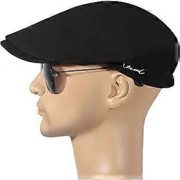 Sommer Ivy Peaked Caps Balloon Cap Bomulds Flat Cap til Mengreen black