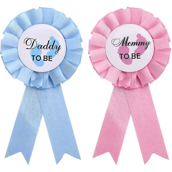 2 st Daddy And Mommy To Be Tygmärke Pin Gender Reveal Knappnålar Nya Pappa Mamma Gåvor För Baby Shower Fest