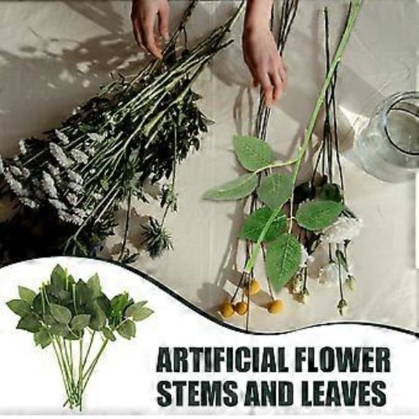 10 stk. DIY Blomsterstilke og Blade Håndværk Buket Stilke DIY Blomsterarrangement Materiale