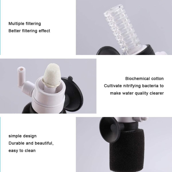 Akvariefilter Praktisk Fiskefilter Biokemisk Svampefilter Luftfilter Mini Multi-lags Filter til Lille Tank