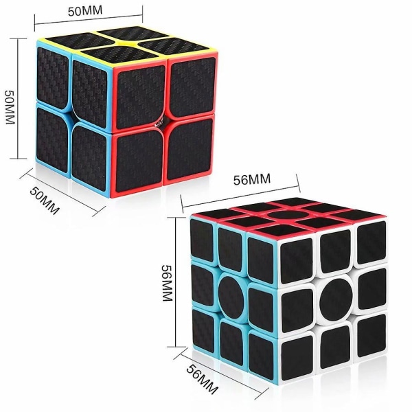 Kulfiber 2x2 3x3 Speed Cube Bundle, Magic Cube Puslespil Legetøj Børn