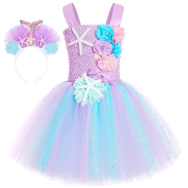 Prinsesse Tutu Piger Led Lys Op Havfrue Prinsesse Kjole Fødselsdag Outfit Til Halloween Kostume（L(5-6Y) Pink）