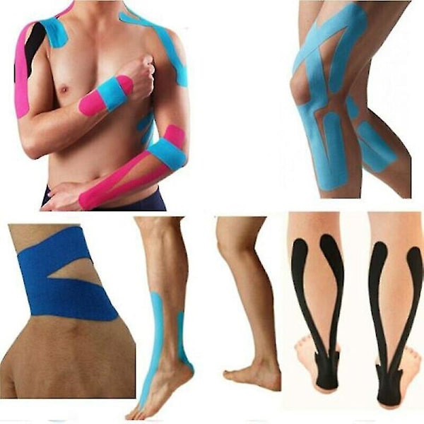 5cm X 5m Elastisk återhämtningstejp för idrott, kinesiologitejp, knäskydd, muskelvärk, smärtlindring, gymstöd, fitnessbandage (blå)