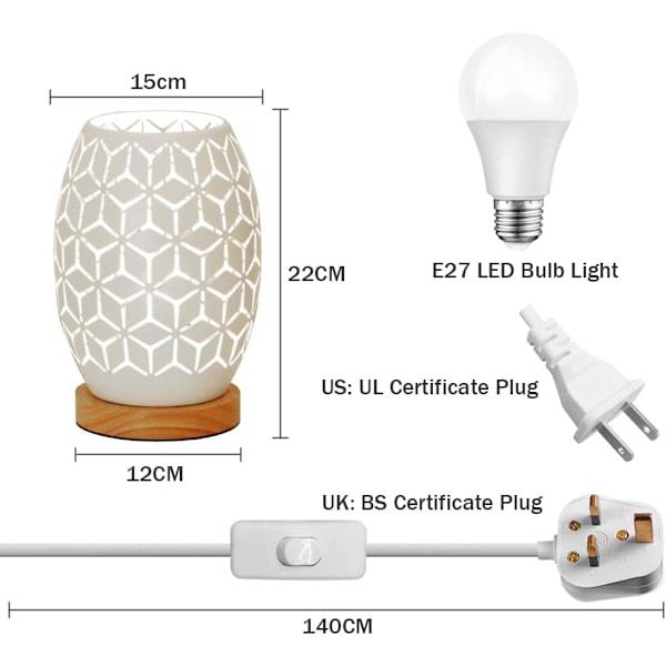 (Geometrisk form) Metallskjerm Sengesidebordlampe Trestativ