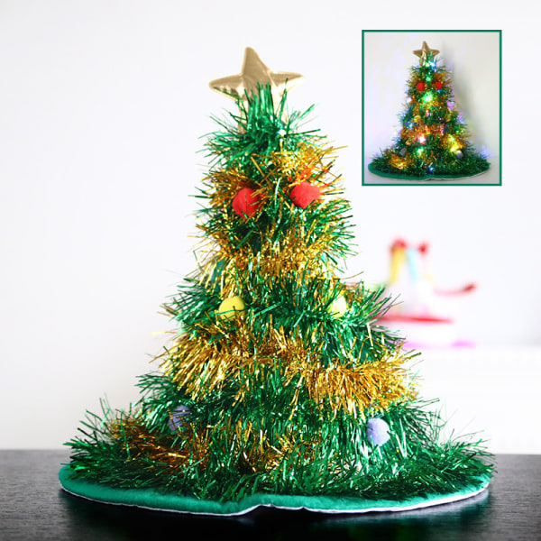 Adult Christmas tree hat with fancy stars