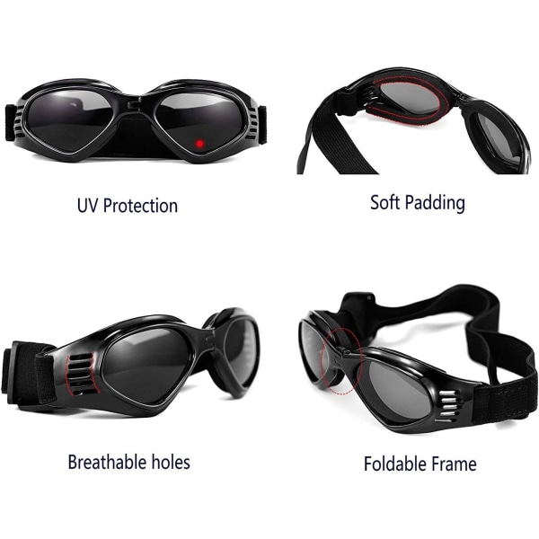 Hunde Goggles, Solbriller til Kjæledyr, Sammenleggbare Hunde Goggles UV Beskyttelse S