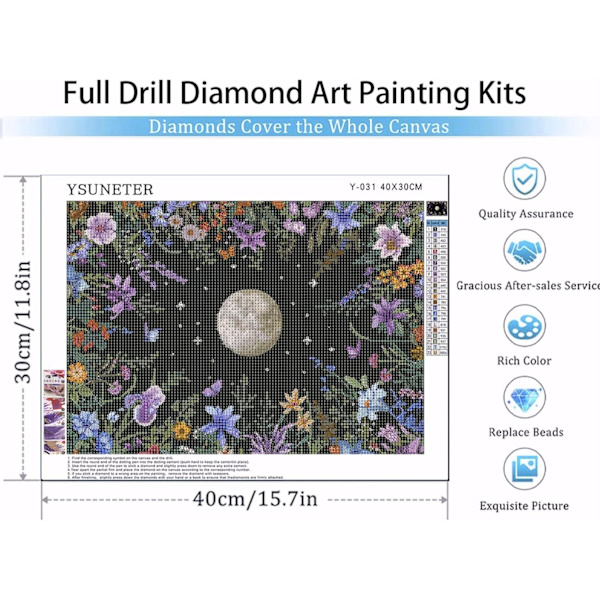 Plant Moon Diamond Art Painting Kits för vuxna