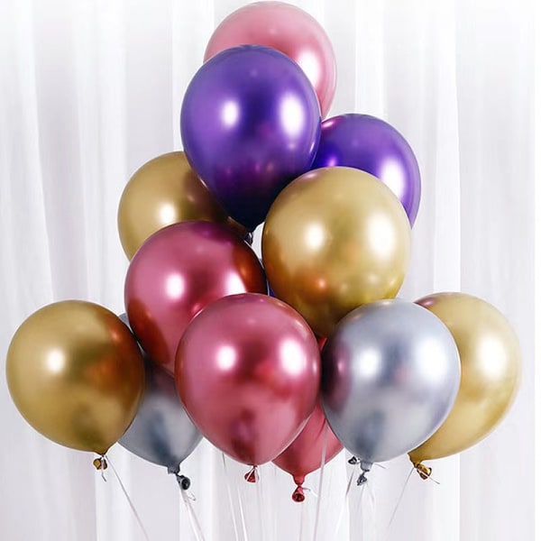 Glänsande metallballong, 50 färgade ballonger, metallballonger med 8 M
