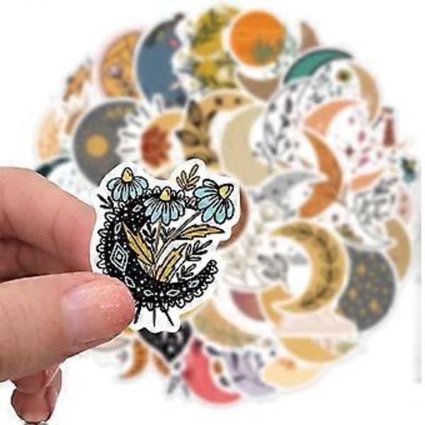50 st Månblomma Vattentäta Vinyl Dekaler för Vattenflaskor Laptop Bagage Kopp Dator Mobiltelefon Skateboard Gitarr Hjälm Snowboard Dekor