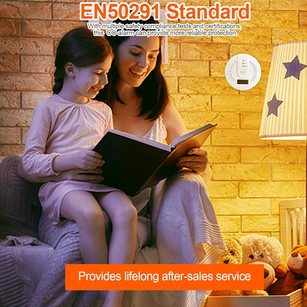 Koldioxiddetektor, koldioxidlarm med LED-display, uppfyller EN50291-standarden (exklusive AA-batteri)