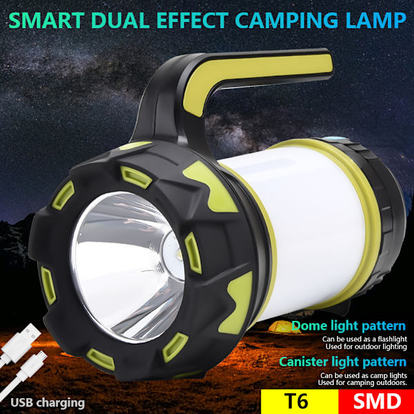 Retkeilylyhty, USB-ladattava LED-retkeilyvalo himmennettävä Ip6