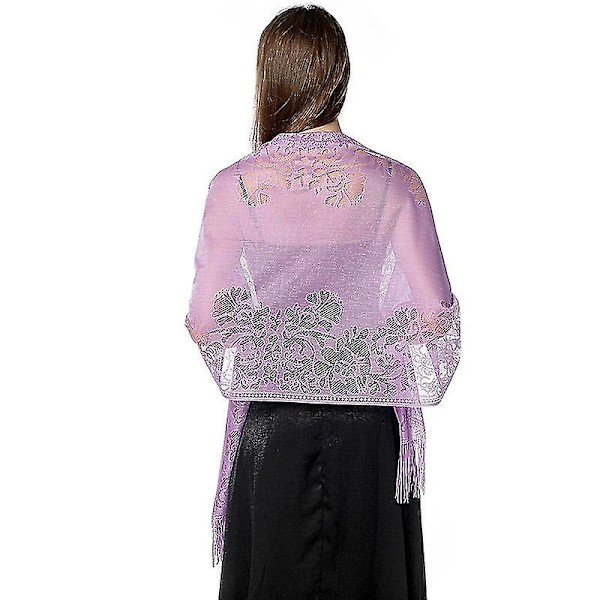 Ladiery Dam Floral Spets Sjal Med Tofs, Mjuk Mesh Fransar Wraps För Bröllop Festklänningar（Stil 15）