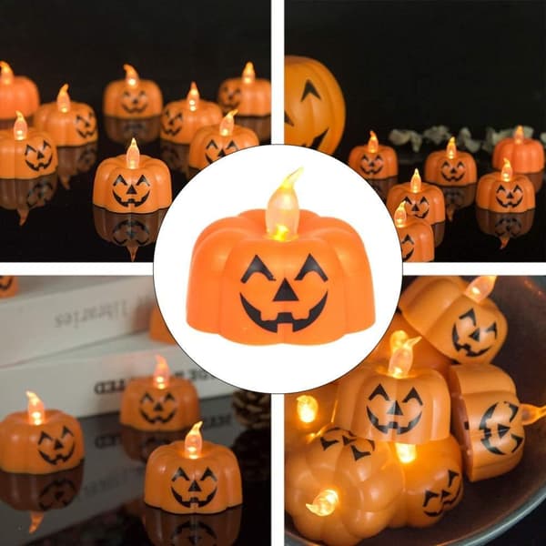 16 stk. LED-lys, græskarlys, te-lys, batterier, Halloween