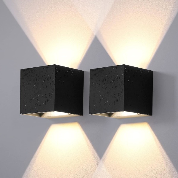 Led Wall Lamp 12w, Up And Down Modern Wall Lights, Outdoor Indoor Garden Wall Sconces,square Design, Beam Angle Adjustable, Black