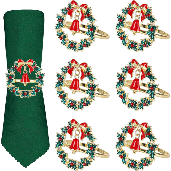 Julkrans Servettringar 6PCS Jul Servettringar,Christm