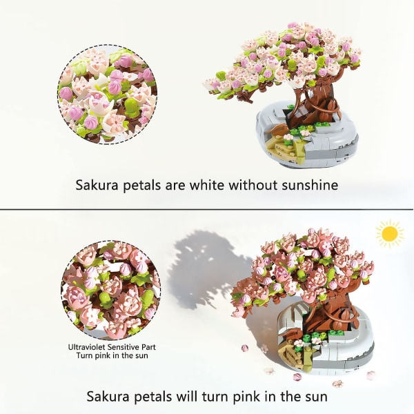PinkBee Bonsai Tree Mini Sakura byggstenar Set Sakura Tree