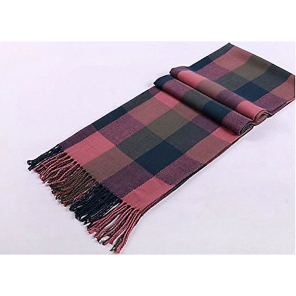 Dammode Lång sjal Big Grid Vinter Varmt Gitter Stor Scarf Röd Grön