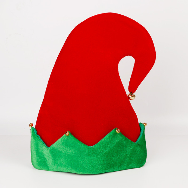 Rød grøn alverhue med klokke til tilbehør til voksen juleblomsterkjole