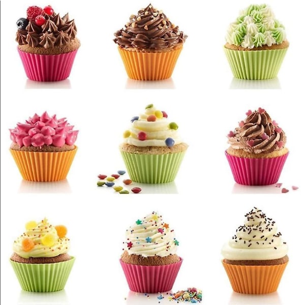 24 stk. genanvendelige cupcakeforme i silikone, bageforme i 4 former