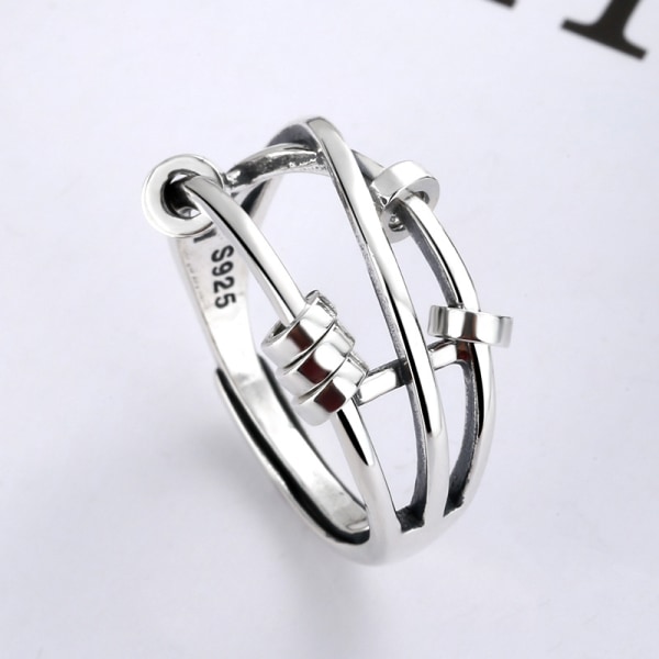 Ring S925 Sterling Sølv Fashion Temperament Kvinde Tre Ringe