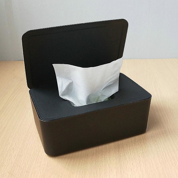 Vådservietter Opbevaringsboks Servietter Dispenser Holder Tissue Opbevaringsboks Etui Med Låg Støvtæt（Sort）