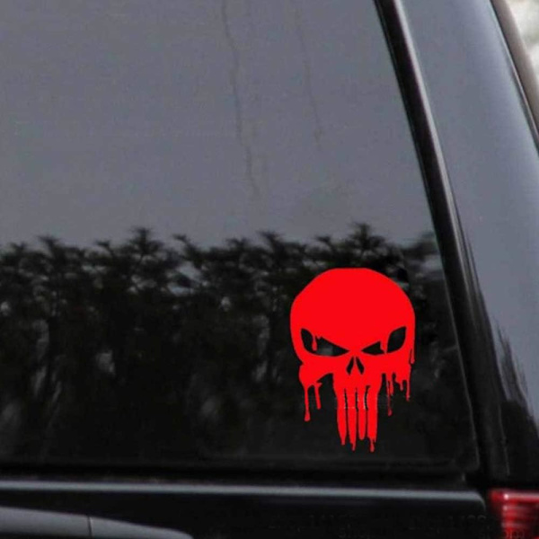 Bilsticker Udskåret Spøgelse Ghost Rider Punisher Blødende Kranie Funn