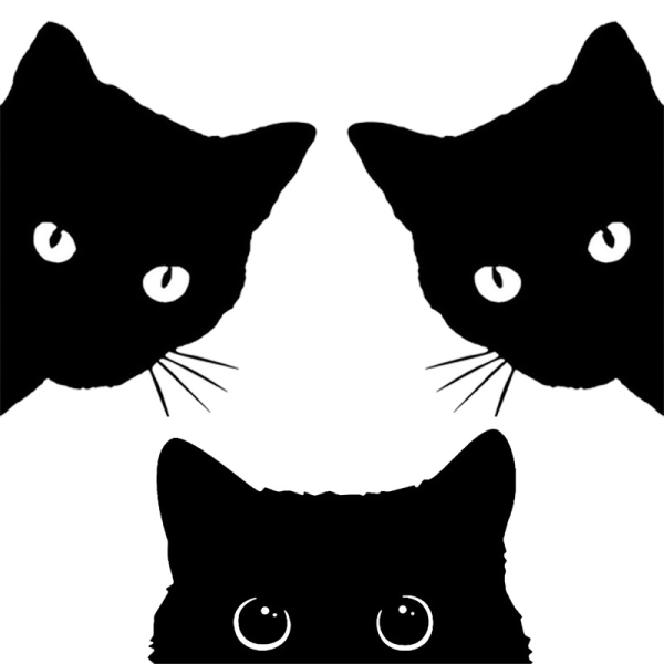 3 ark med svarte kattungeklistremerker til bildekorasjon