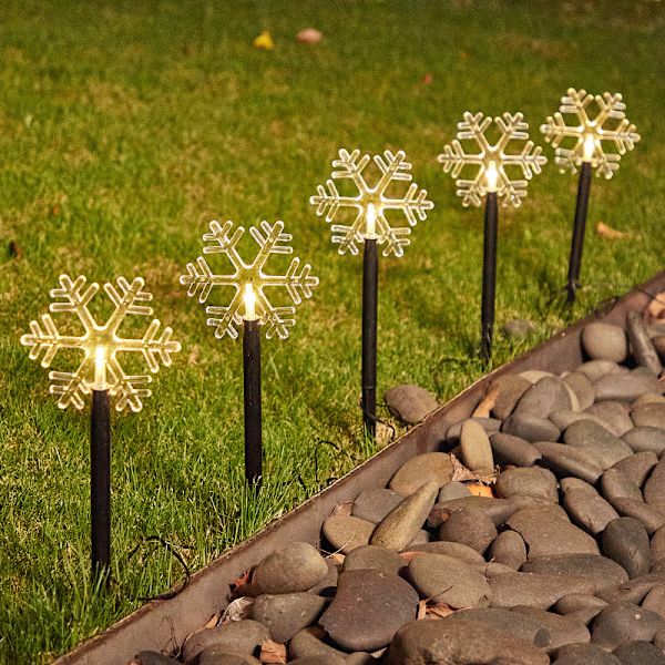 Solcelledrevne snøfnugg-lys, vanntette julelys for landskap, innkjørsel juledekorasjoner, LED-lys (varmt lys) for uteplass plen uteplass gangvei dekorasjoner