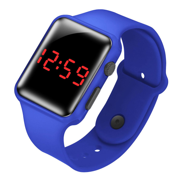 Led elektroninen watch Opiskelijoiden muoti Urheilu Led Apple Square Silikoni elektroninen watch(sininen)