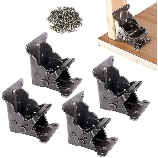 4 Pack Folding Brackets, Lock Extension Support Bracket Foldable Self Lock Hinge