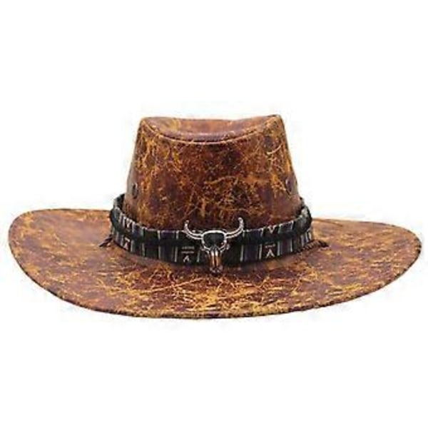 Western Cowboy Hat Stor Skygge Jazz Top Hat til Mænd Cosplay Kostume Tilbehør Rekvisitter (Khaki)