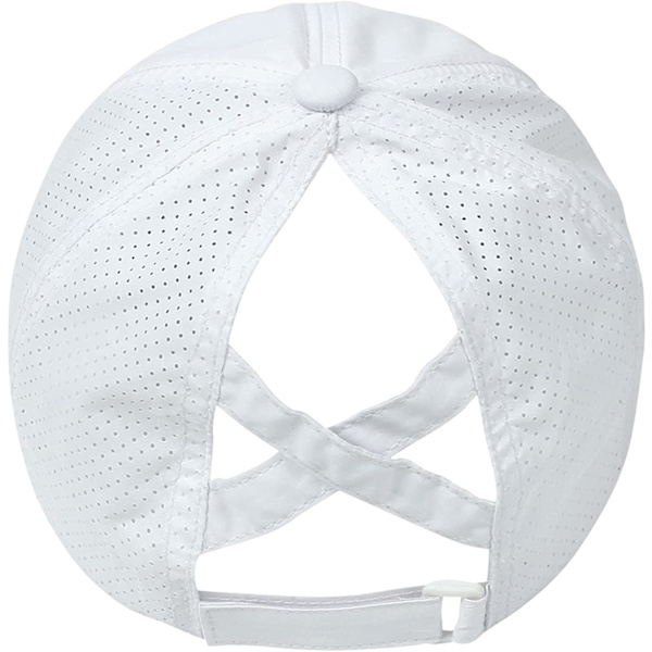 Kvinnors Criss Cross Ponytail Baseball Cap Justerbar Hög Messy Bun Ponycap Snabbtorkande Hatt (vit)