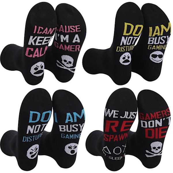 Im Gaming Socks Funny Gamer Gaver I Rørstrømper, 4 Par