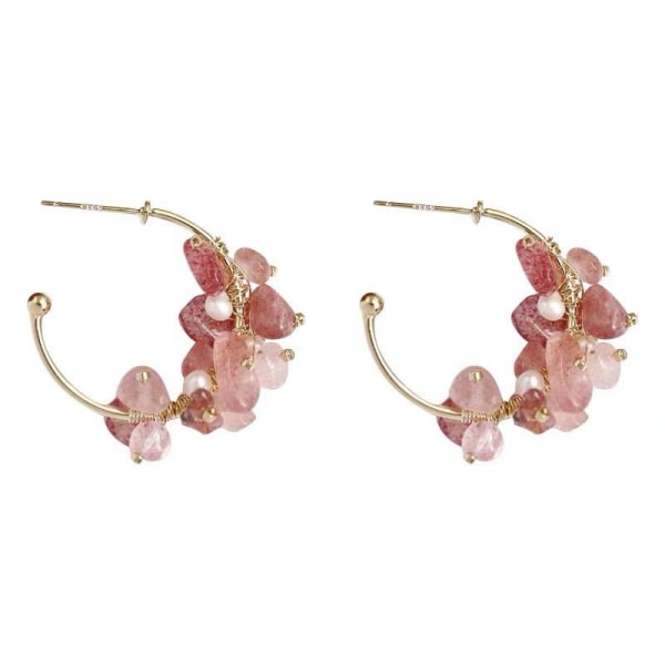 Vintage cour vent naturel perle rose cristal fraise fille superfairy boucles d'oreilles argent aiguilles