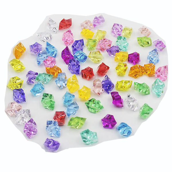 250 stycken falska isbitar diamanter akrylstenar kristaller plastbitar ädelstenar vasfyllnadsstenar för dekoration (gul)