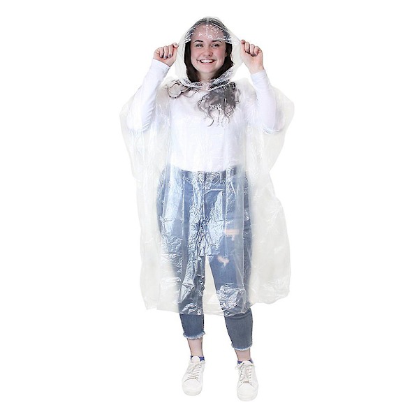 3 st återanvändbara allväders nödponchos med huva (genomskinlig)