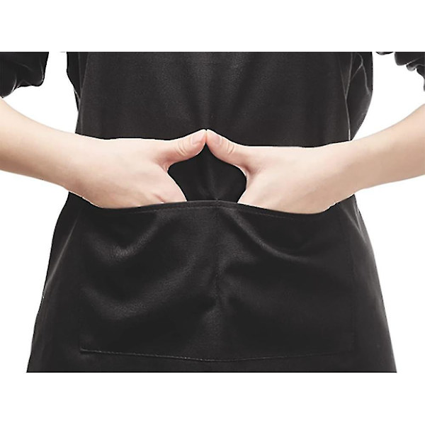 2 st justerbara förkläden med 2 fickor, matlagningsförkläde, köksförkläde, restaurangförkläde, caféförkläde (svart polyester)