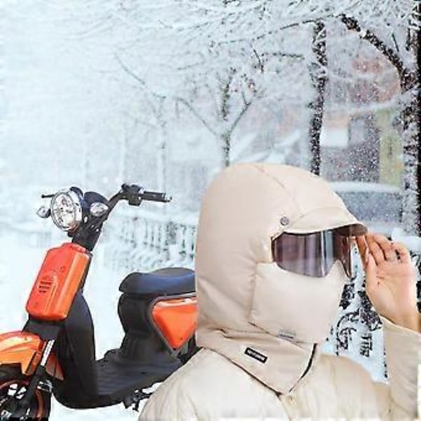 Vinterlue Vindtett Maske Komfortabel Trapperhatt for Utendørs Ski Sykling (Beige)