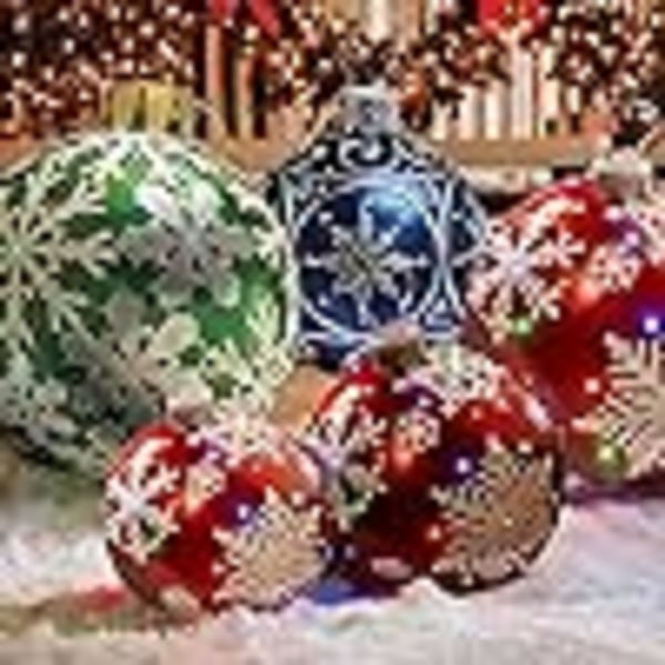 Julepynt, oppustelige julekugler i PVC (diamantstriber)