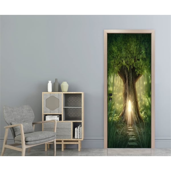 30.3\"x78.7\" 3D Konst Fantasy Trähus Dörrdekal Väggmålning Ph