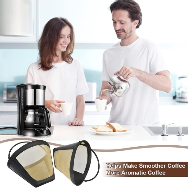 2 st guld 304 stål kaffefilter 10 cm 100 mesh permanent kaffe